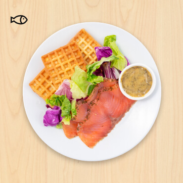IKEA Family - Restaurant Offers English waffle with marinated salmon and green salad